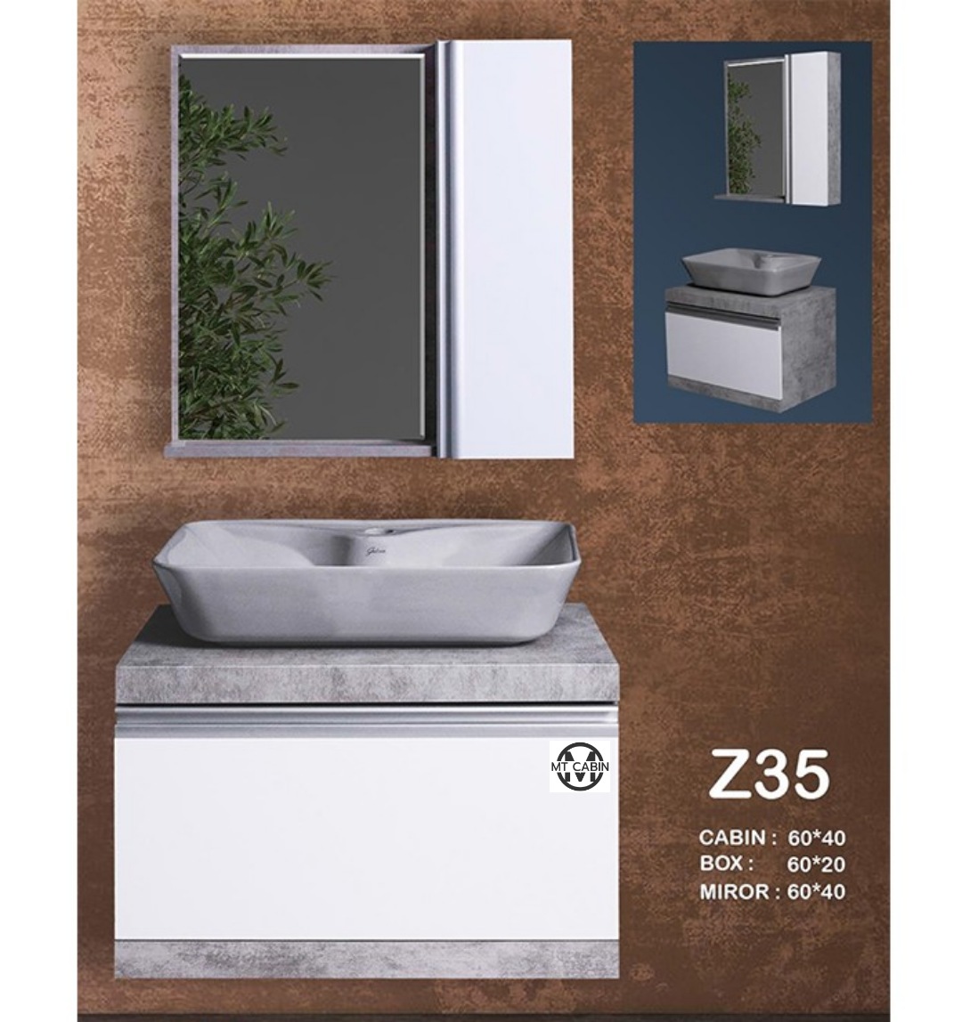 کابینت روشویی مدل  Z35 سفید طوسی