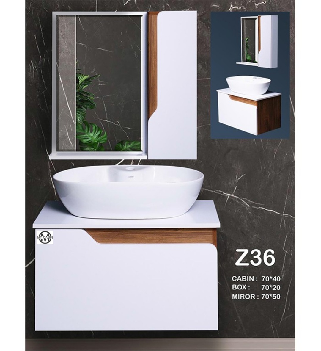 کابینت روشویی مدل  Z36 سفید چوب