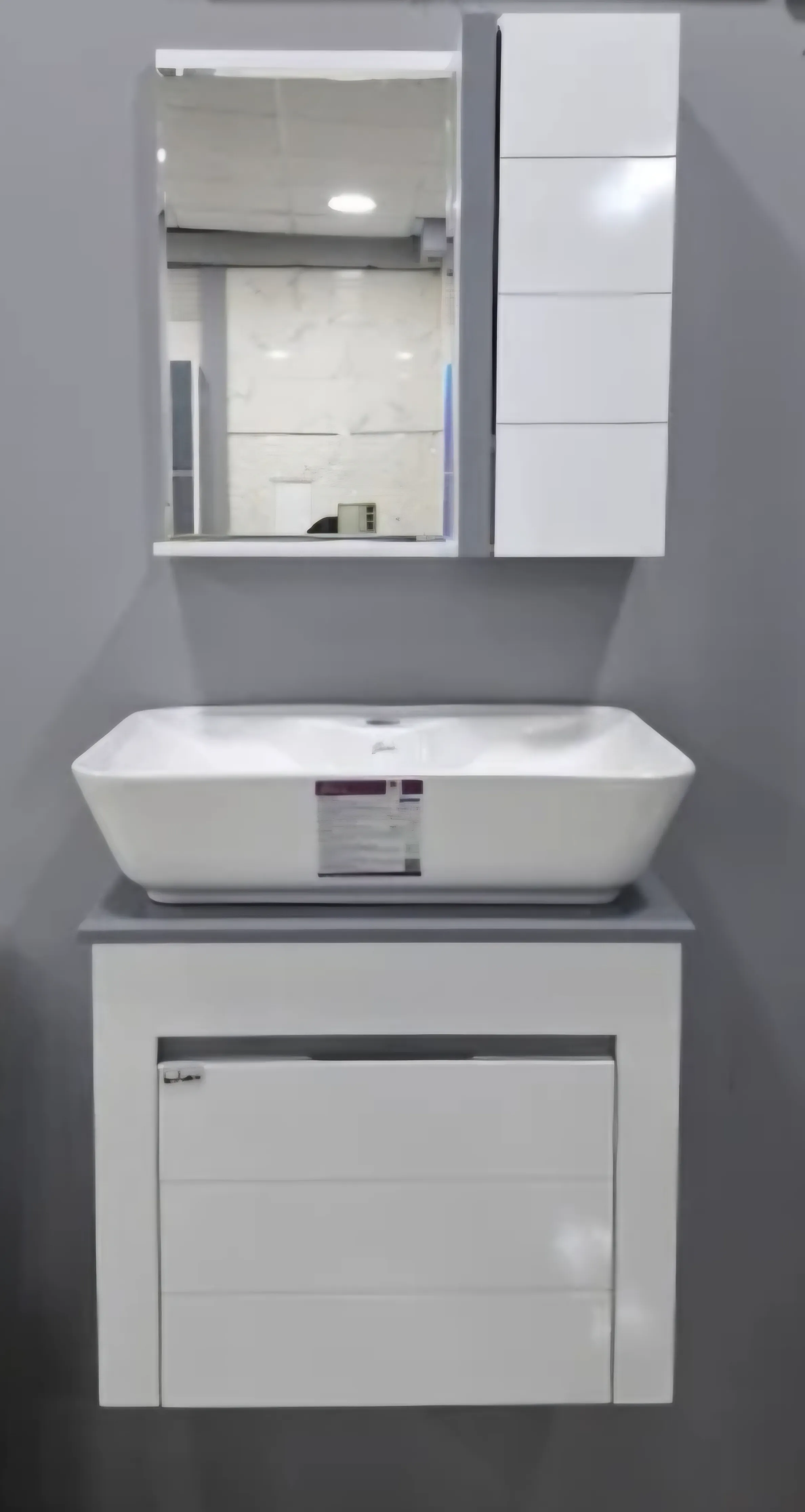 روشویی کابینتی سفید طوسی رویه سفید 50در35 فول ست